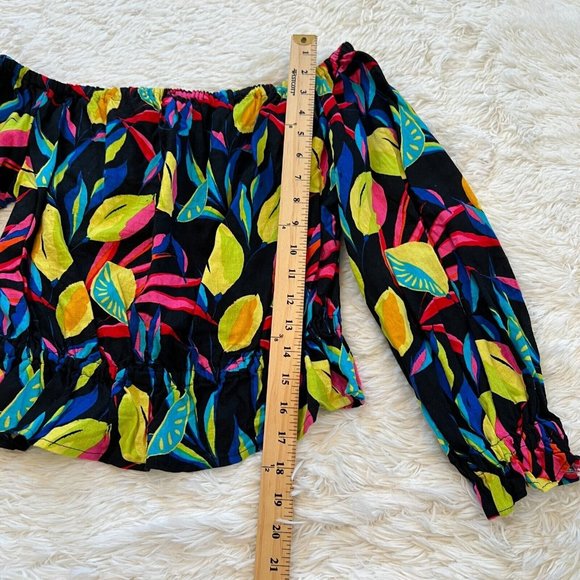 Tabitha Brown Target Womens Crop Top Small Lemon‎ Linen Blend Off Shoulder 14975 - Picture 5 of 8